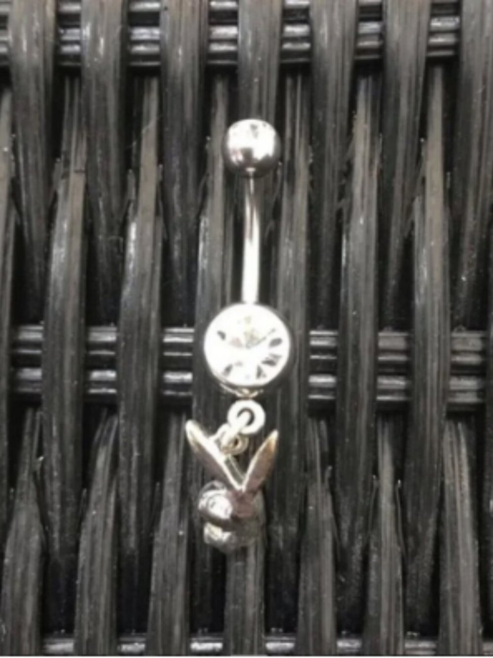 playboy bunny silver dangly belly button navel ring
